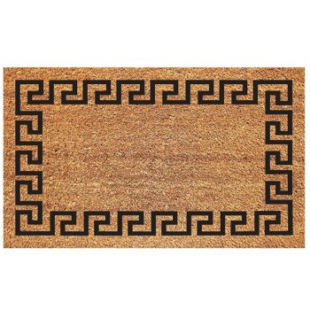 DeCoir 77FLGKY830 Non-Slip Door Mat, 18 in L, 30 in W, Rectangular, Greek Key Pattern, Black/Tan