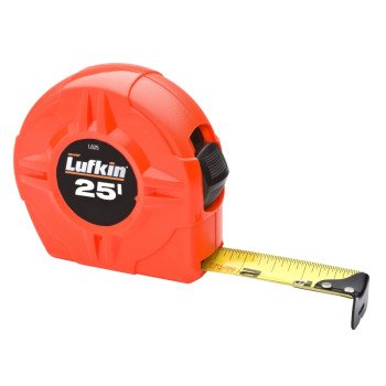 Crescent Lufkin L625 Tape Measure, A5 Blade, 25 ft L Blade, 1 in W Blade, Steel Blade, ABS Case, Orange Case