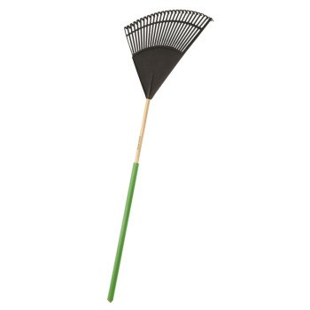 Landscapers Select 34586 Lawn/Leaf Rake, Poly Tine, 26-Tine, Wood Handle, 48 in L Handle