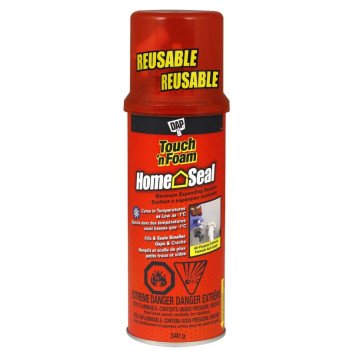 Touch 'n Foam Home Seal 7565041612 Minimum Expanding Sealant, Amber, 30 to 120 deg F, 12 oz Aerosol Can