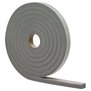 M-D 02311 Foam Tape, 3/4 in W, 10 ft L, 1/2 in Thick, PVC, Gray