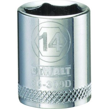 DEWALT DWMT86309OSP Hand Socket, 14 mm Socket, 3/8 in Drive, 6-Point, Vanadium Steel, Polished Chrome