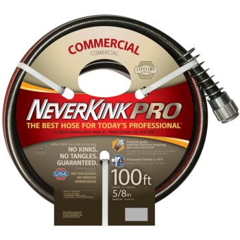 Apex Neverkink Pro Commercial 8845-100 Water Hose, 5/8 in, 100 ft L, Brass Threaded Coupling