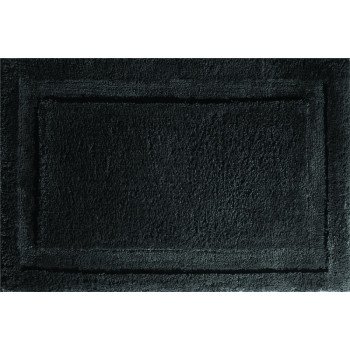 iDESIGN 17052 Bathroom Rug, 34 in L, 21 in W, Microfiber Polyester Rug, Black