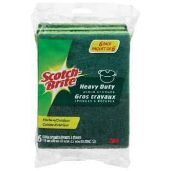 Scotch-Brite HD6-8CA Scrub Sponge, 4-1/2 in L, 2.7 in W, 0.6 in Thick, Green/Yellow