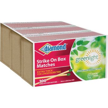 diamond Greenlight 02234 Strike On Box Fire Matches, 300-Stick, Aspen Wood Stick