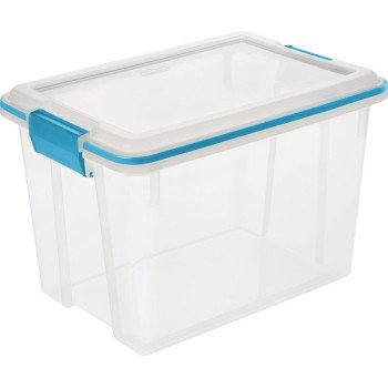 Sterilite 19324306 Gasket Box, Plastic, Blue Aquarium/Clear, 16-1/8 in L, 11-1/4 in W, 10-7/8 in H