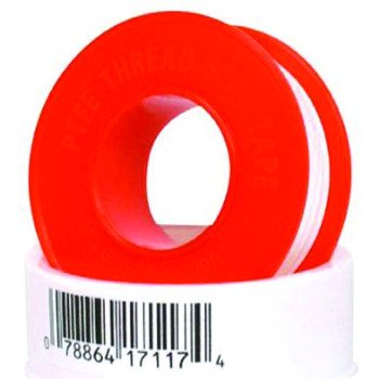 Harvey 17117B Thread Seal Tape, 520 in L, 1/2 in W, PTFE, Red/White