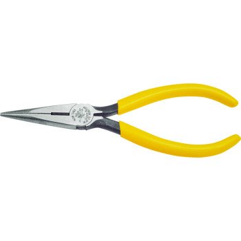 Klein Tools D203-6 Nose Plier, 6-5/8 in OAL, 2 in Jaw Opening, Yellow Handle, Dipped Handle, 11/16 in W Jaw