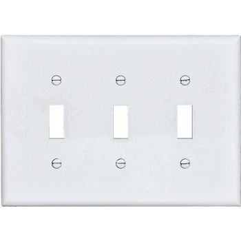 Eaton PJ3W Wallplate, 6-3/4 in L, 4.83 in W, 3-Gang, Polycarbonate, White, High-Gloss