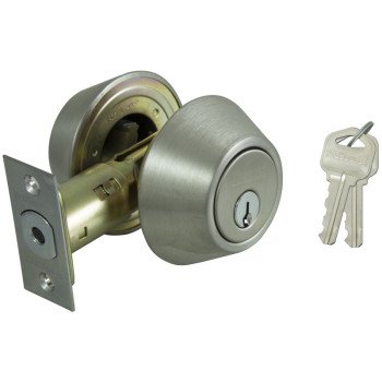 ProSource DB62V-PS Deadbolt, 3 Grade, Stainless Steel, 2-3/8 to 2-3/4 in Backset, KW1 Keyway