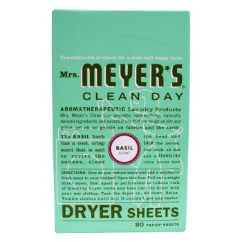 Mrs. Meyer's Clean Day 014448 Dryer Sheet, Basil