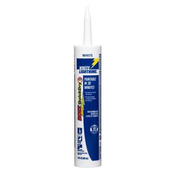 WHITE LIGHTNING BOLT W31010010 Siliconized Acrylic Latex Caulk, White, 5 to 7 days Curing, -30 to 180 deg F, 10 fl-oz